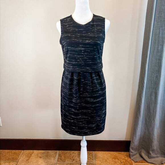 Ann Taylor Black Textured Sleeveless Sheath Dress | Women’s 4P Petite - Picture 2 of 10